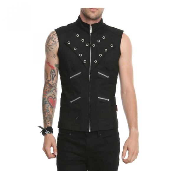 Tripp NYC Black Military Vest Size Small – Punk Goth Zip Grommet Corset Style - Picture 5 of 5